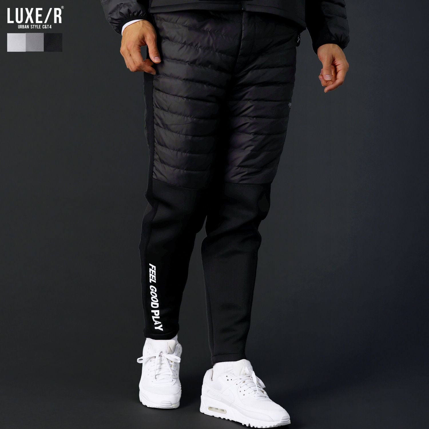 LUXE/R ダウンフェザーパンツ ベルトループ付き止水ジップ高密度タフタダウンフェザーパンツ | REZES