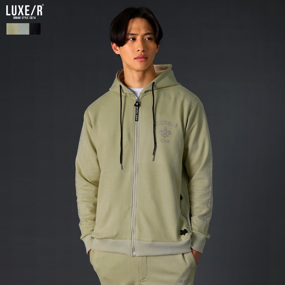 LUXE/R フォースシューラインストーンZIPパーカー LUXE/R（ラグジュ） ジップ パーカー メンズ ブランド フーディ