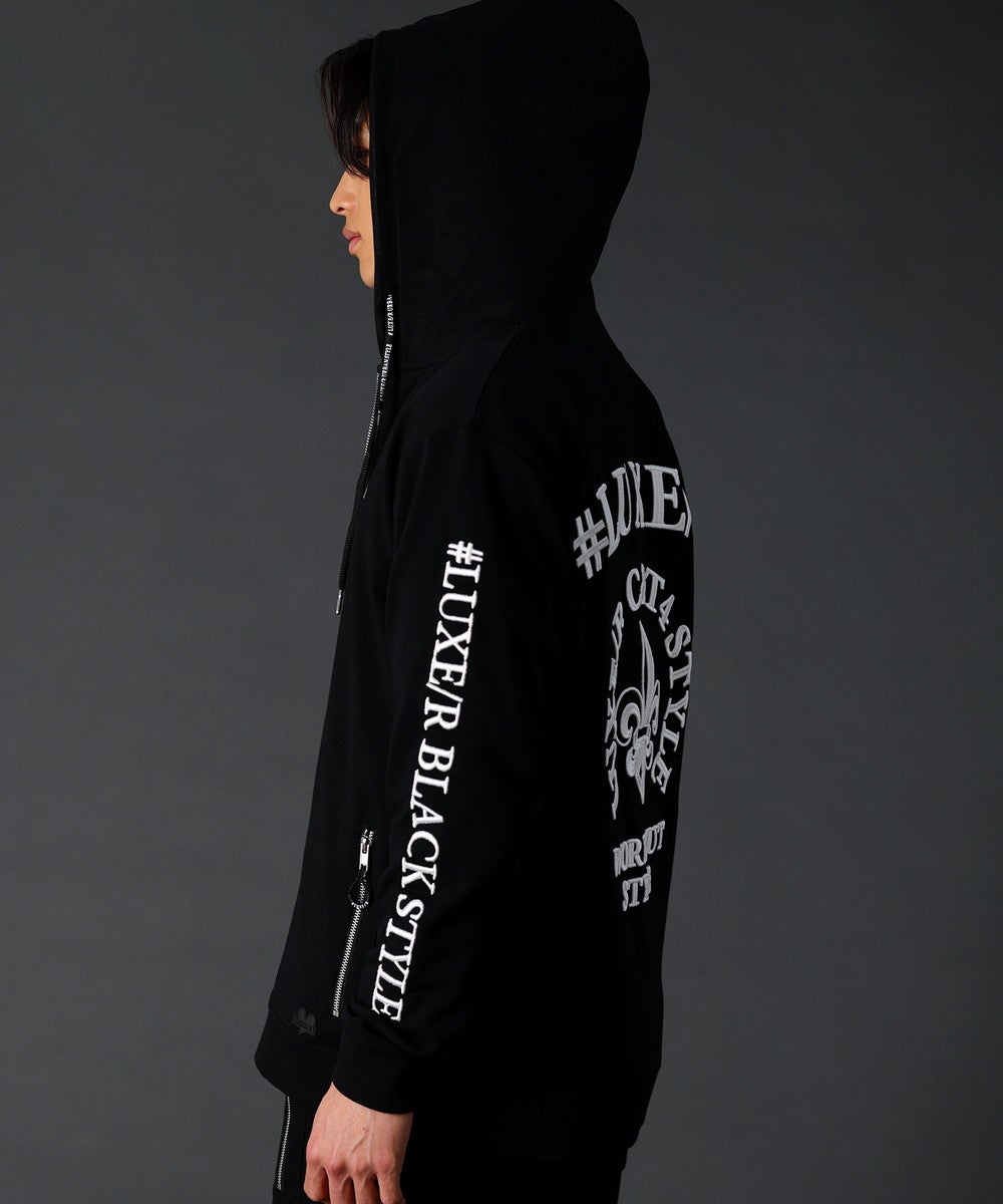 ストレッチポリレーヨン立体刺繍入りジップパーカー | REZES OFFICIAL